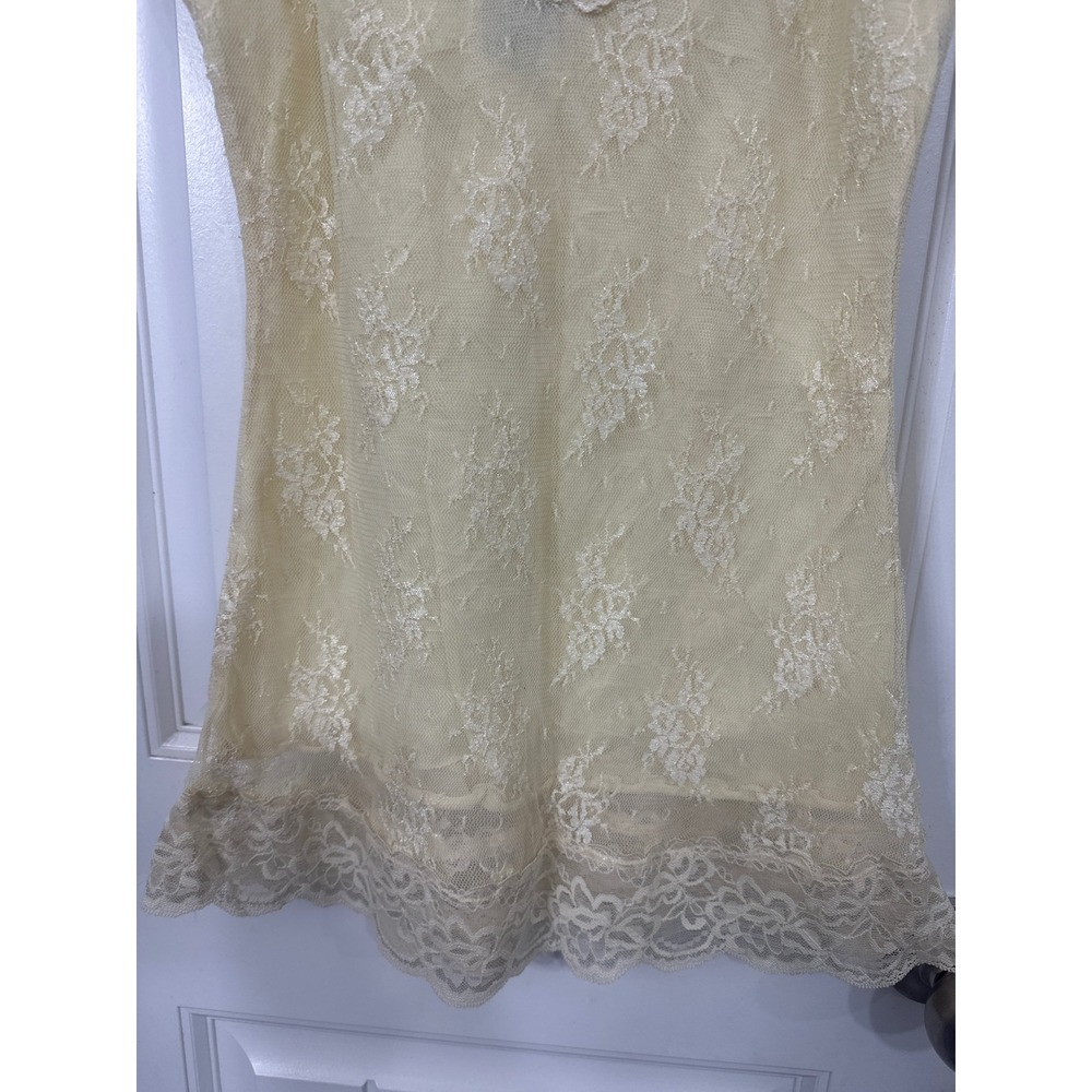 Y2K Charlotte Russe Yellow Floral Lace Camisole Sheer Adjustable Strap Medium - Picture 3 of 7
